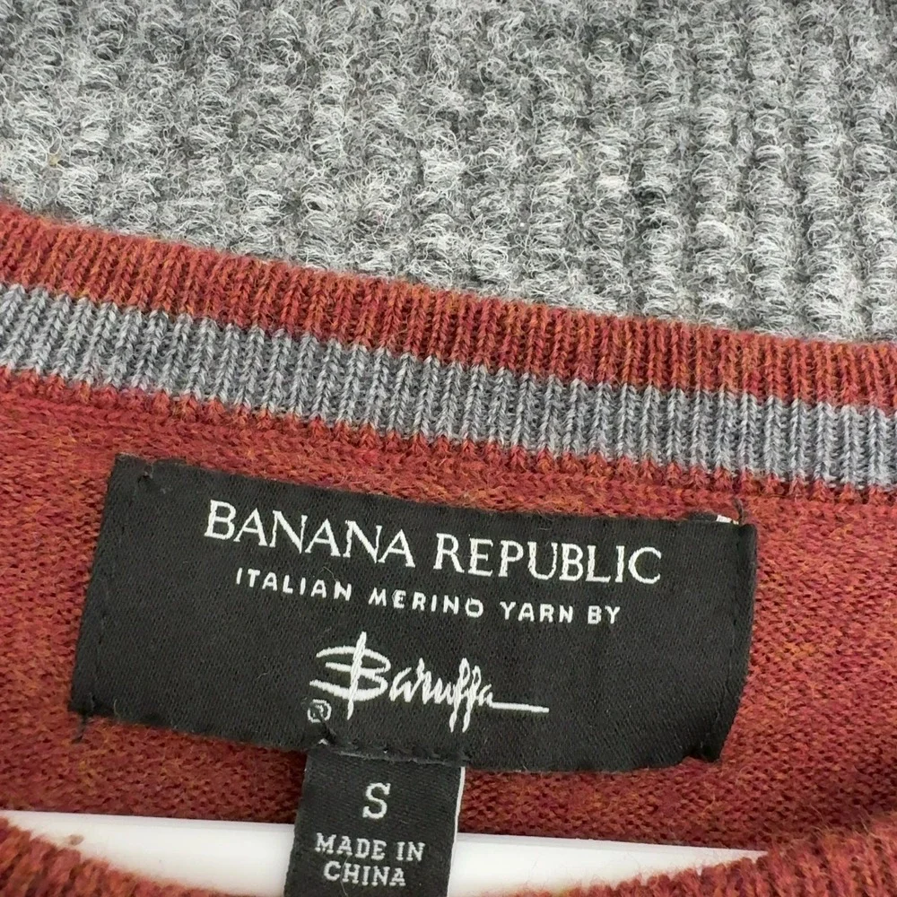 Banana Republic Sweater Mens S Orange Merino Wool Crewneck Classic Casual